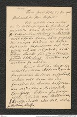 Nachlass Franz Steindachner, Brief von F. Andrian an Franz Steindachner (27.06.1906), Inv.Nr. 11.02, Seite 1